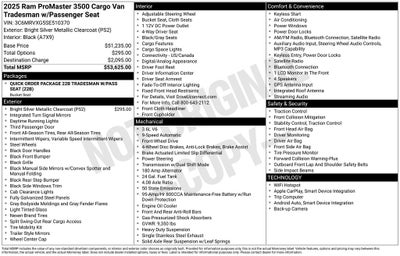 2025 RAM ProMaster Cargo Van High Roof 136 WB