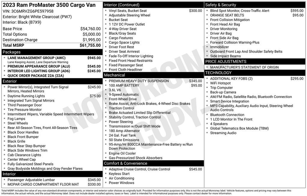 2023 RAM ProMaster 3500 Super High Roof 159 WB