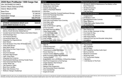 2020 RAM ProMaster Cargo Van Base