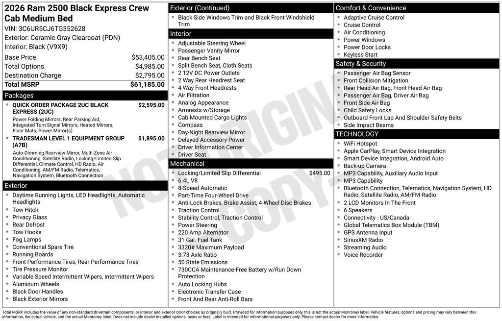 2026 RAM 2500 Black Express