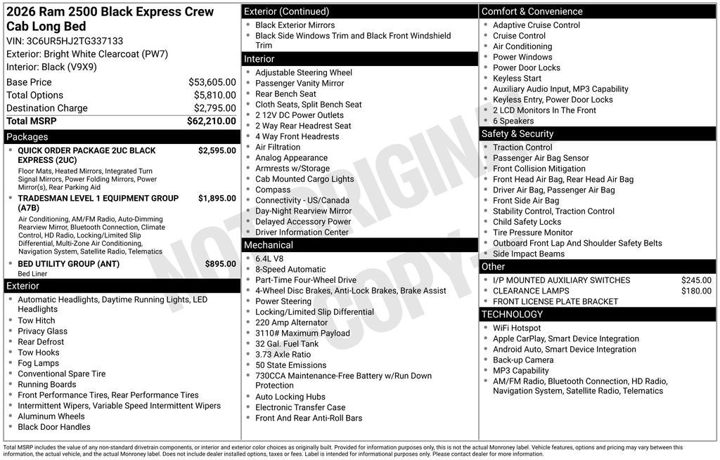2026 RAM 2500 Black Express