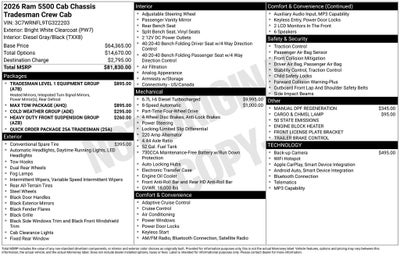 2026 RAM Ram 5500 Chassis Cab RAM 5500 TRADESMAN CHASSIS CREW CAB 4X4 84' CA