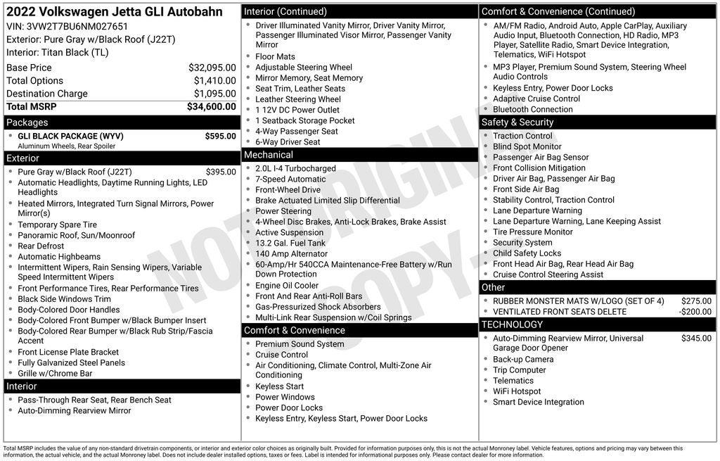 2022 Volkswagen Jetta GLI 2.0T Autobahn