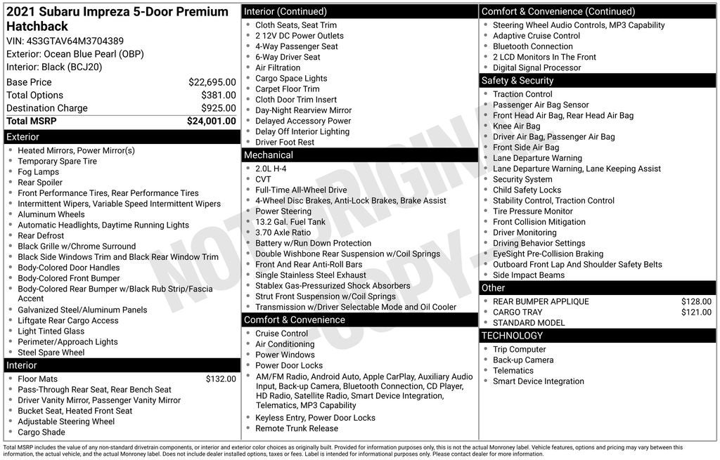2021 Subaru Impreza Premium