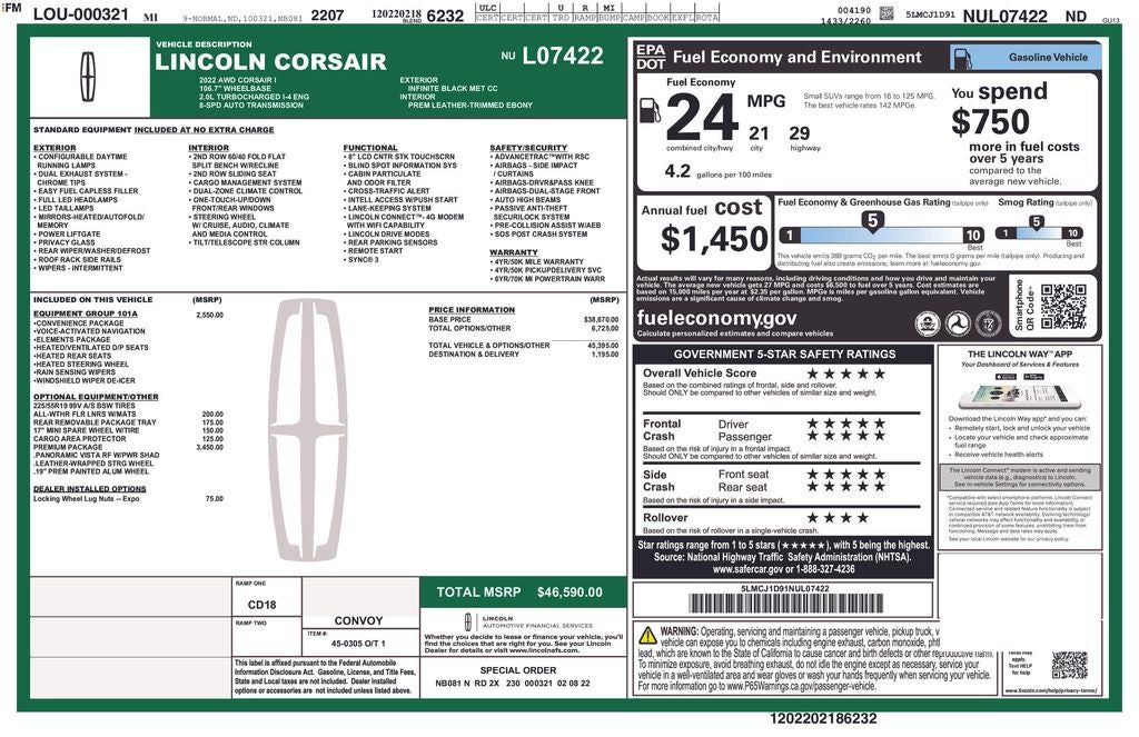 2022 Lincoln Corsair Standard