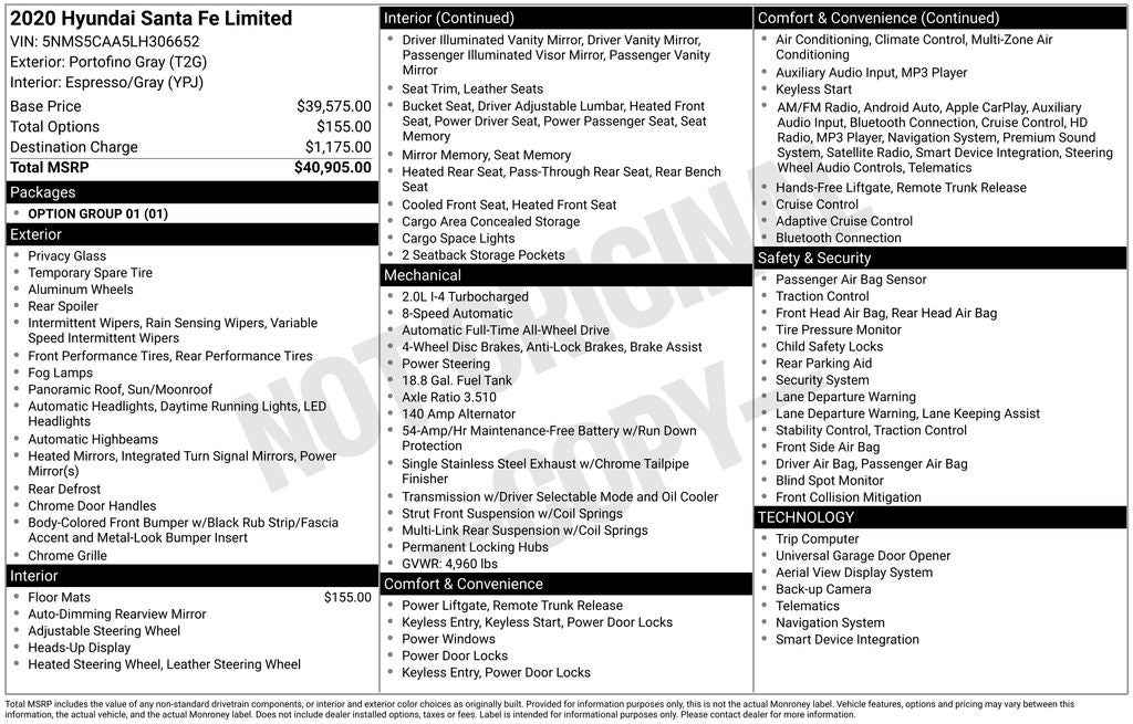 2020 Hyundai Santa Fe Limited