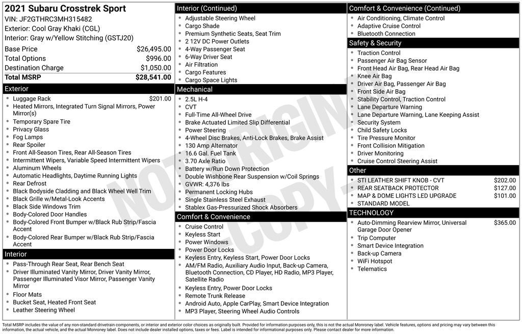 2021 Subaru Crosstrek Sport
