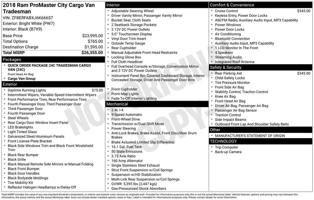 2018 RAM ProMaster City Tradesman