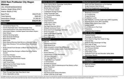 2022 RAM ProMaster City Cargo Van Base