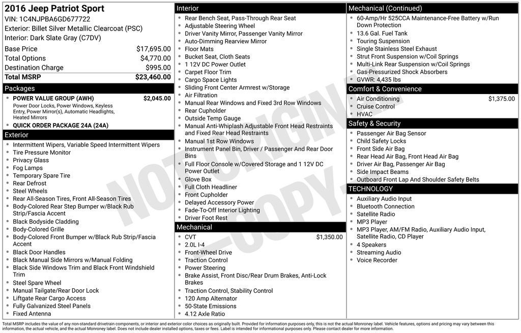 2016 Jeep Patriot Sport