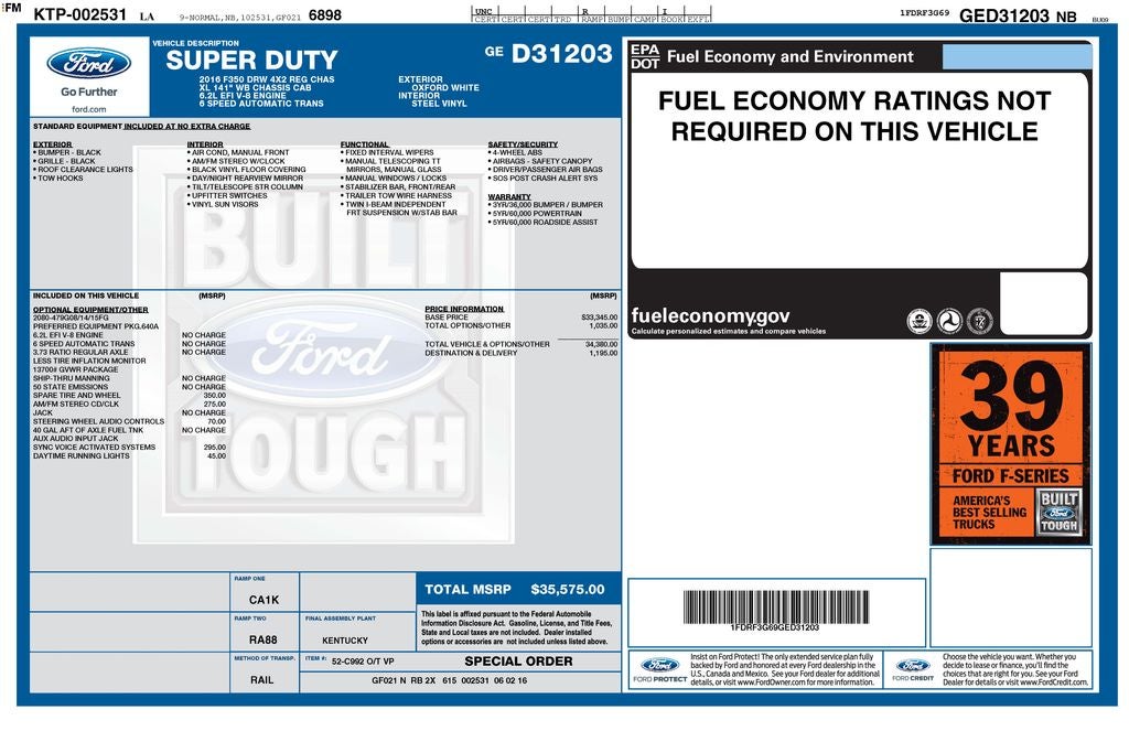 2016 Ford F-350SD XL 141 WB
