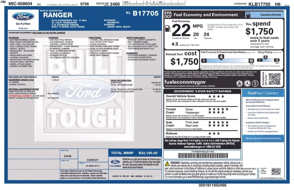 2019 Ford Ranger XL