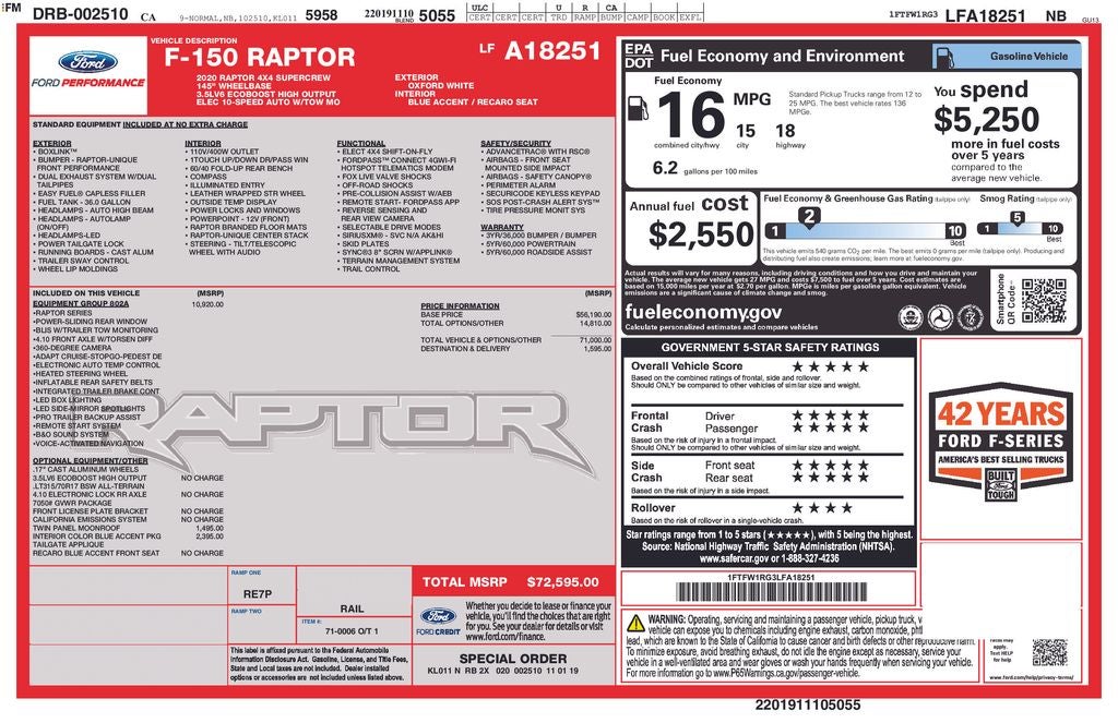 2020 Ford F-150 Raptor