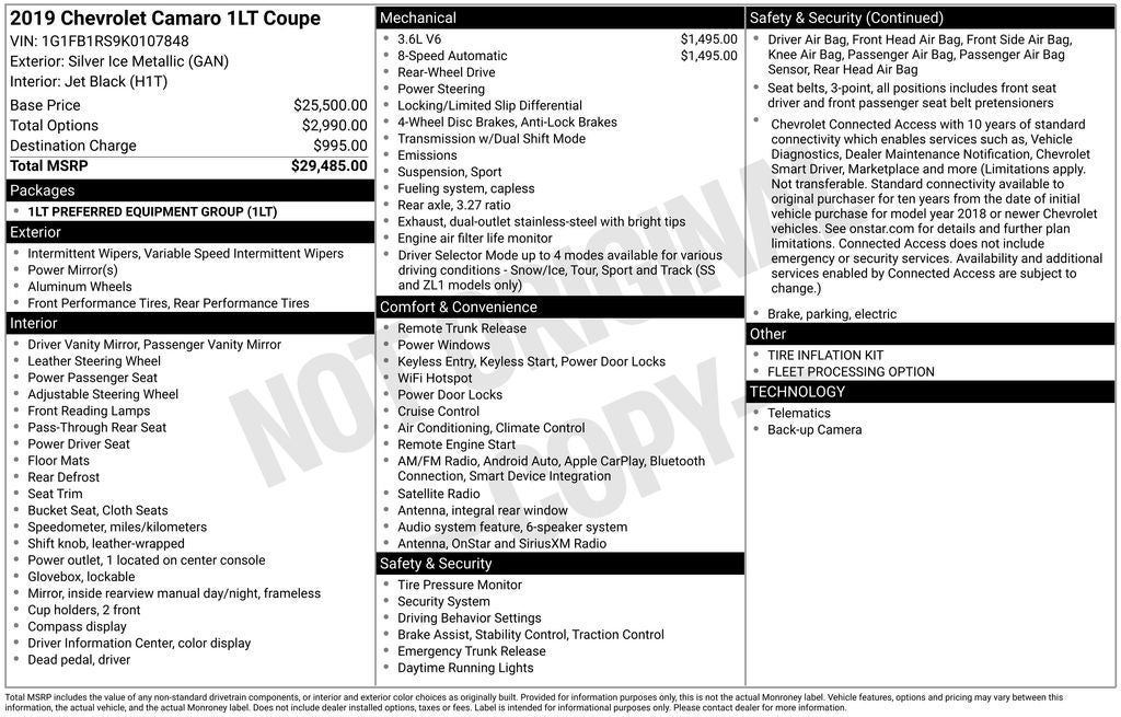 2019 Chevrolet Camaro 1LT