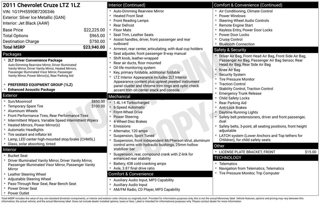 2011 Chevrolet Cruze LTZ