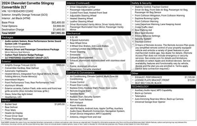 2024 Chevrolet Corvette Stingray 2LT