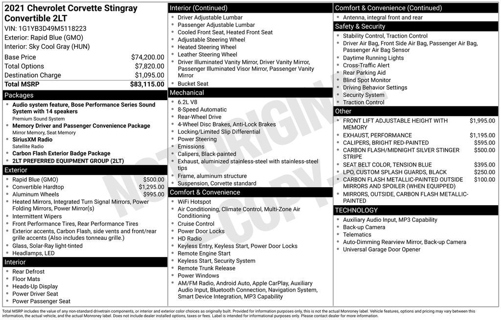 2021 Chevrolet Corvette Stingray 2LT