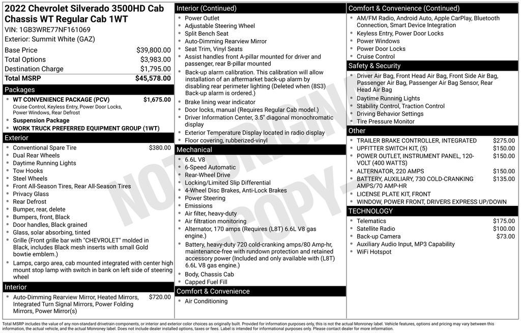 2022 Chevrolet Silverado 3500HD Work Truck