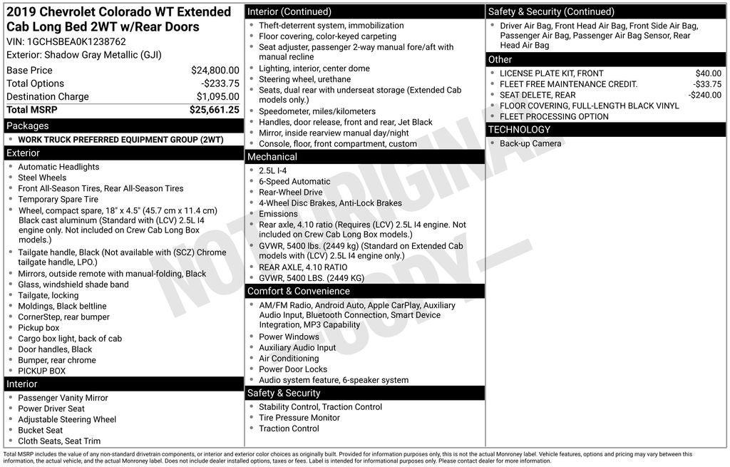 2019 Chevrolet Colorado Work Truck