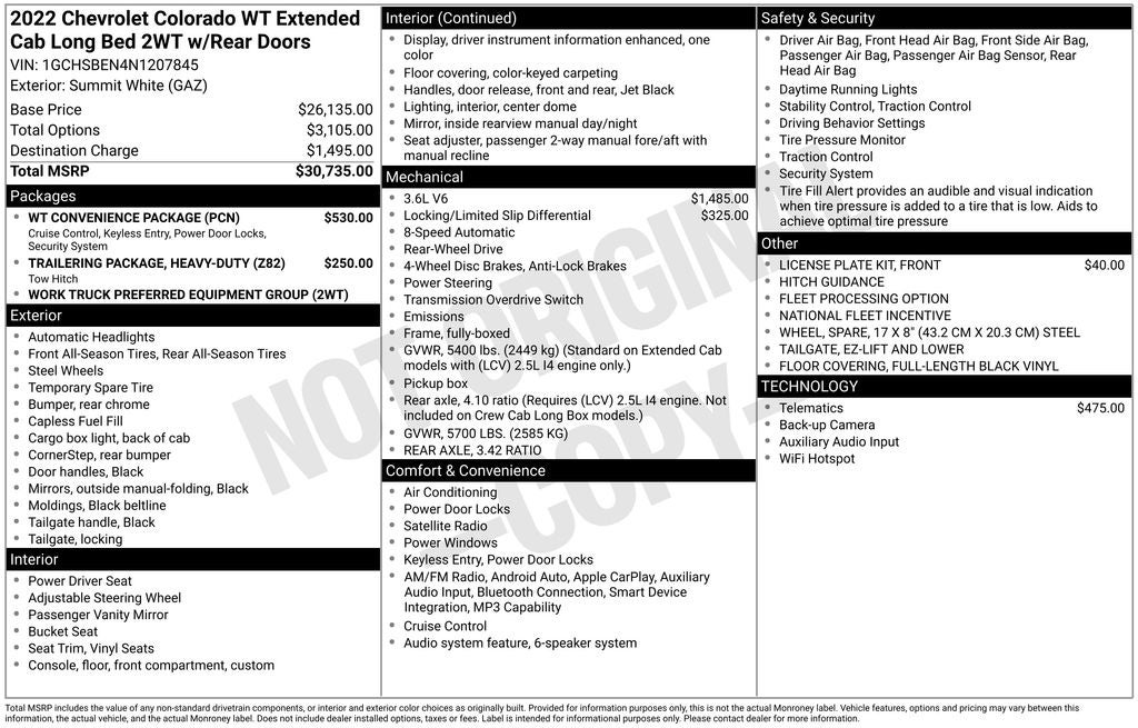 2022 Chevrolet Colorado Work Truck