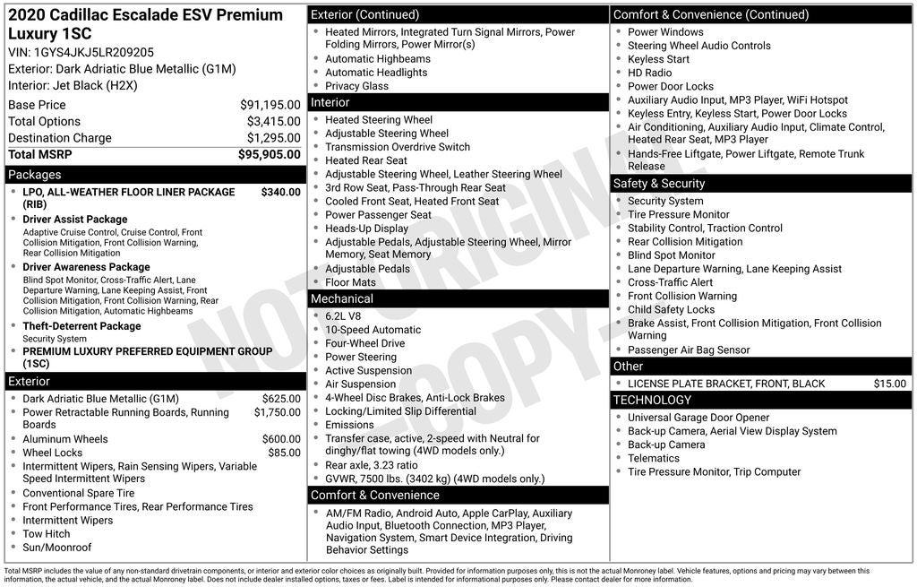 2020 Cadillac Escalade ESV Premium