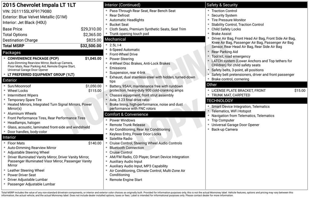 2015 Chevrolet Impala LT 1LT