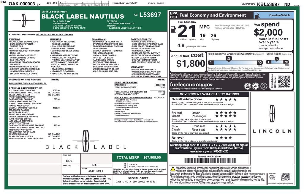 2019 Lincoln Nautilus Black Label