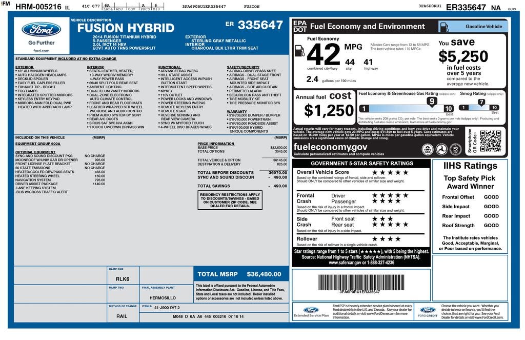 2014 Ford Fusion Hybrid Titanium