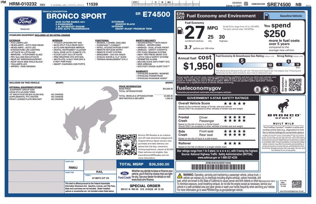 2025 Ford Bronco Sport Outer Banks