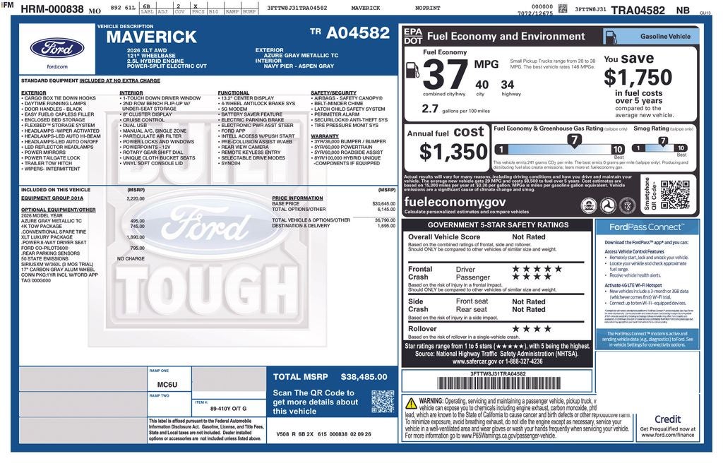 2026 Ford Maverick XLT