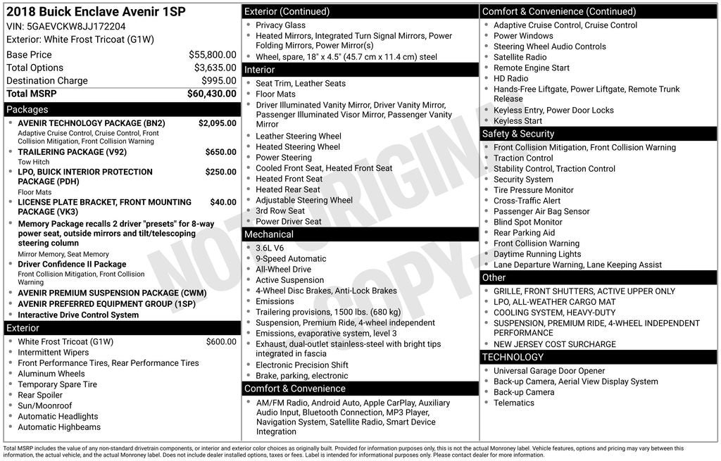 2018 Buick Enclave Avenir