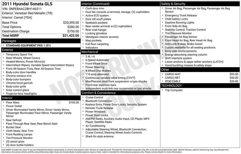 2011 Hyundai Sonata GLS