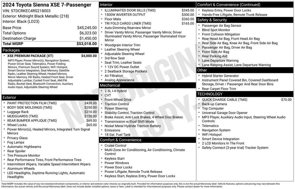 2024 Toyota Sienna XSE 7 Passenger