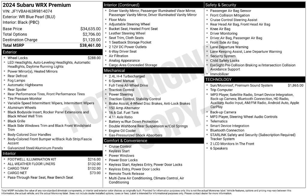 2024 Subaru WRX Premium
