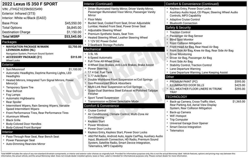 2022 Lexus IS 350 F SPORT
