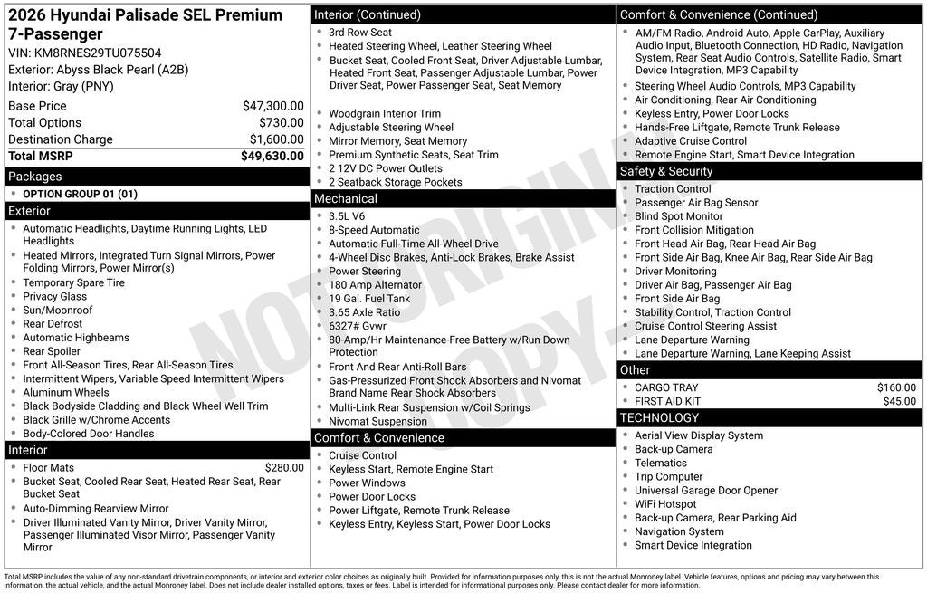 2026 Hyundai Palisade SEL Premium 7 Passenger