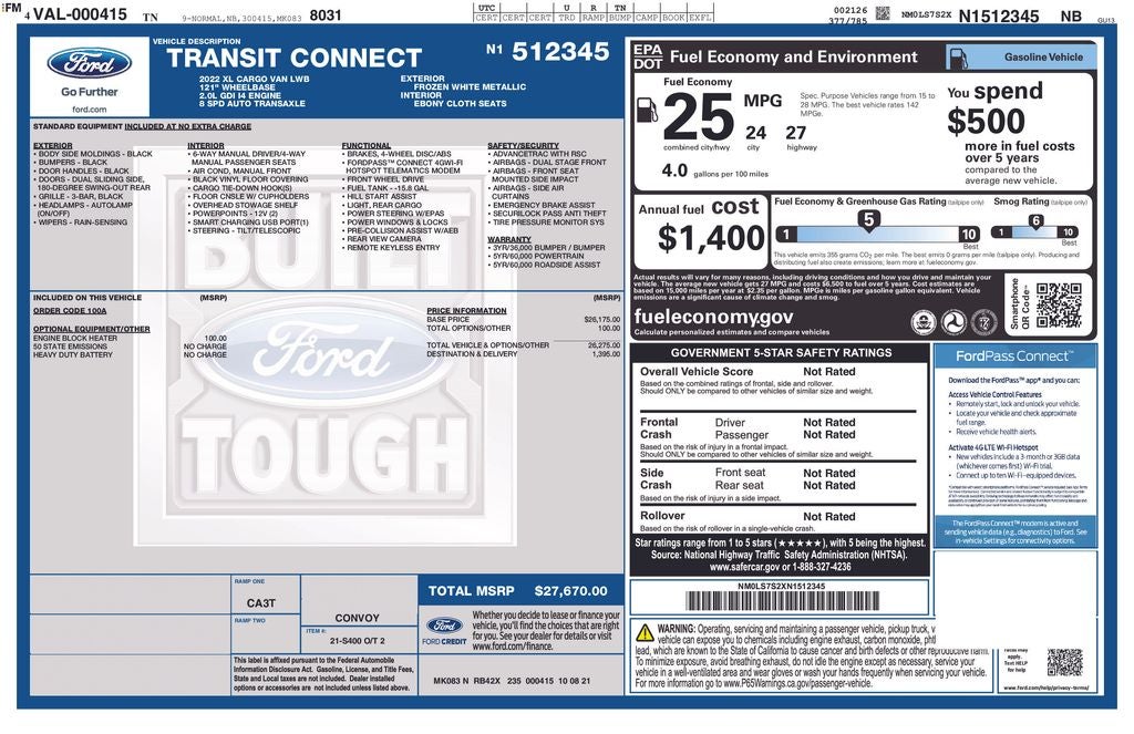 2022 Ford Transit Connect XL