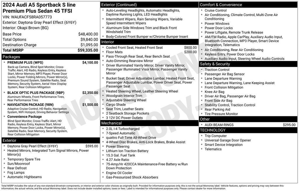 2024 Audi A5 Sportback 45 S line Premium Plus quattro