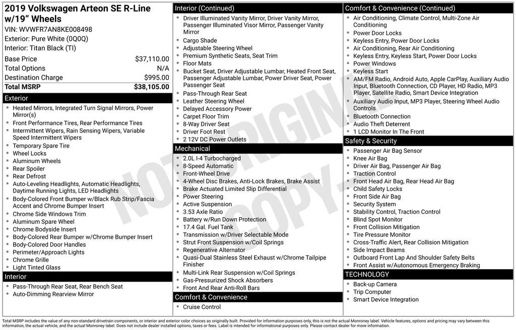 2019 Volkswagen Arteon 2.0T SE R-Line