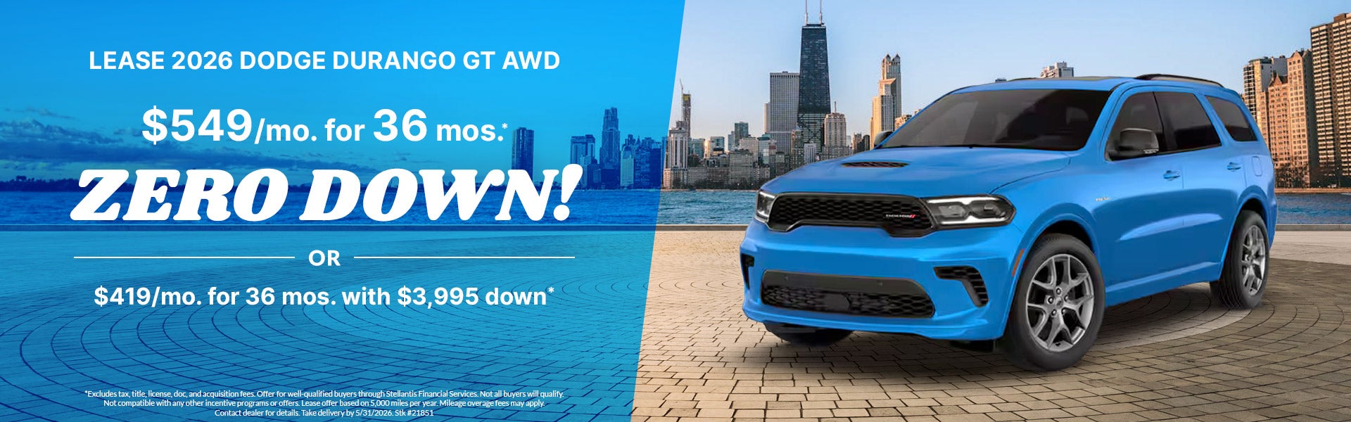 Lease 2026 Durango GT for $549/m0 with $0 down