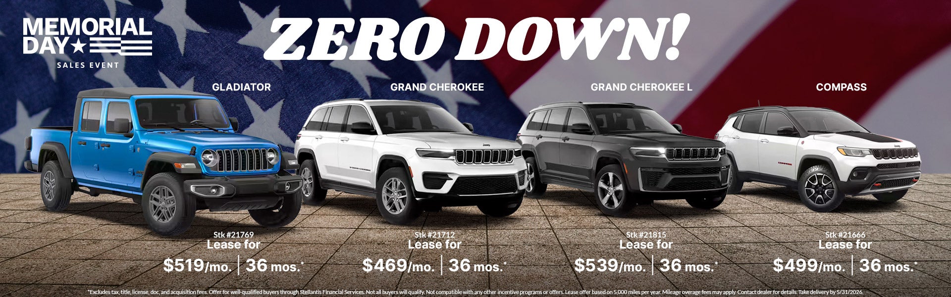 Lease these Jeep models with ZERO DOWN!