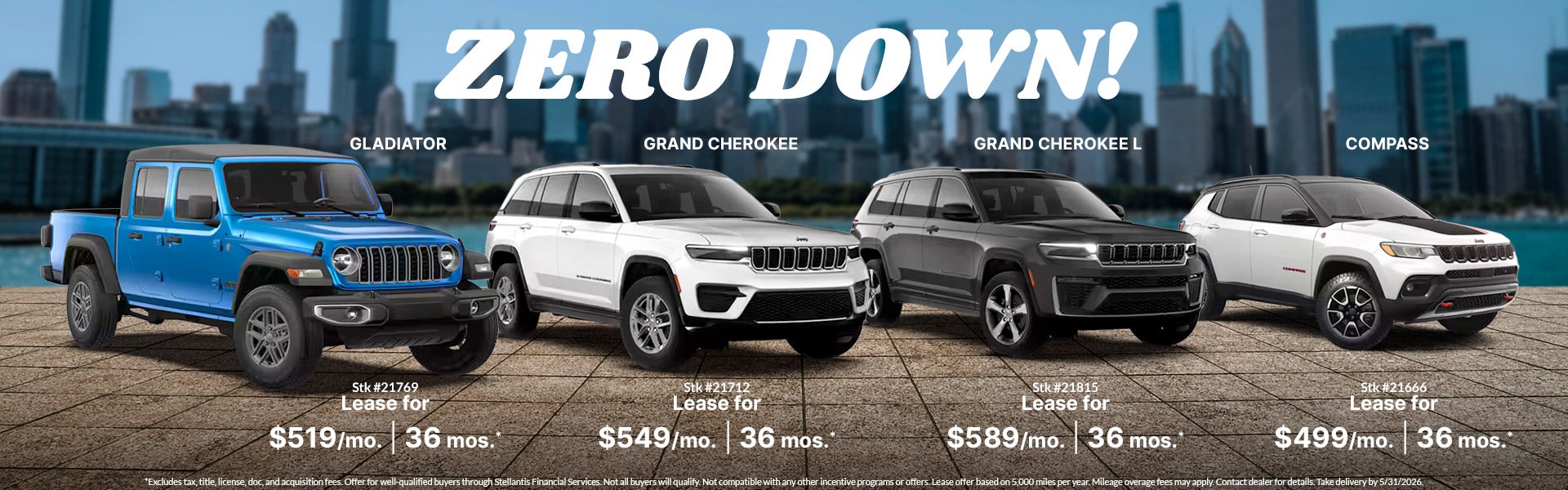 Lease these Jeep models with ZERO DOWN!