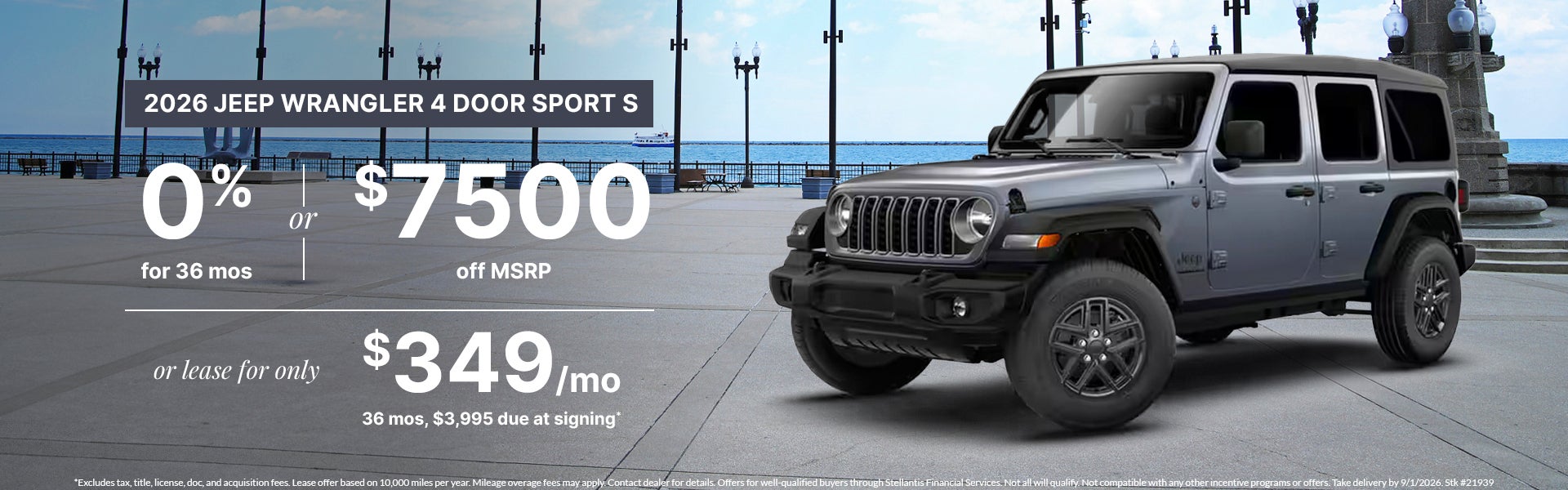 Lease 2026 Jeep Wrangler Sport S 4-Door 