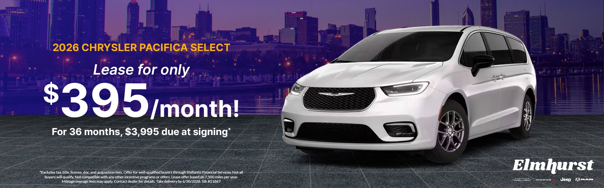 Lease Pacifica Select for only $395/mo with $3995 down.