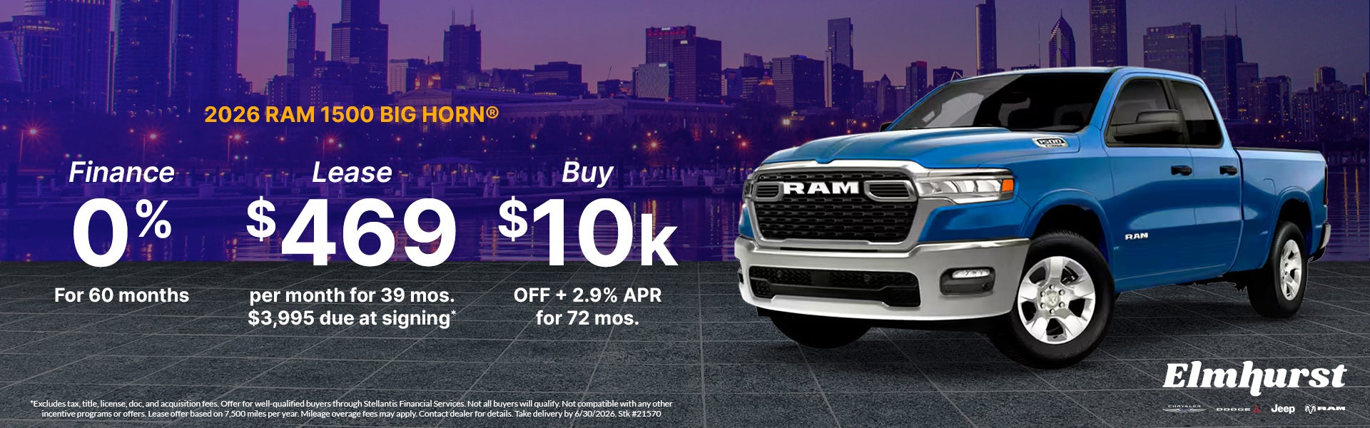 Finance RAM 1500 at 0% or $10,000 back or lease for $469/mo